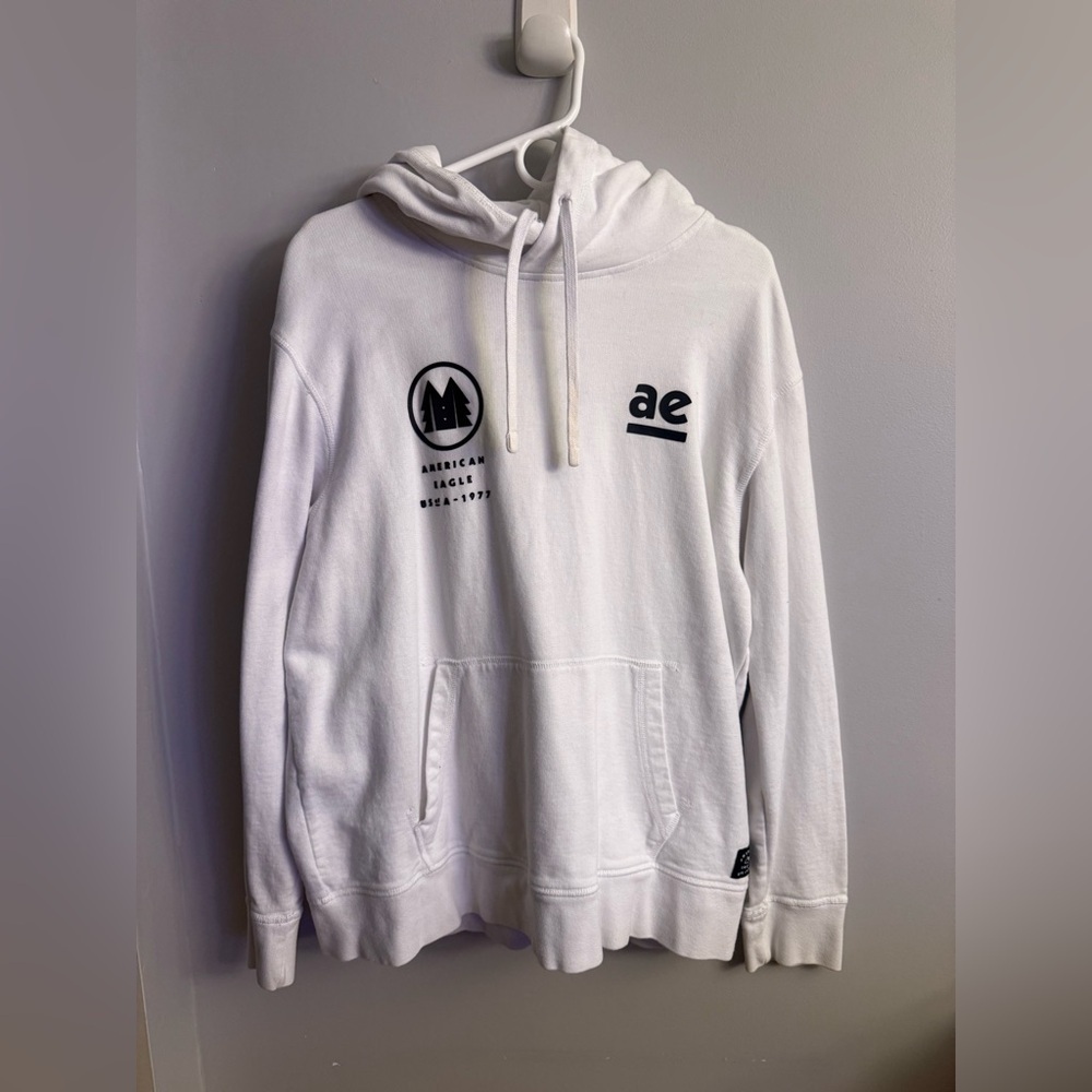 American Eagle Outfitters White Hoodie with Black Accents